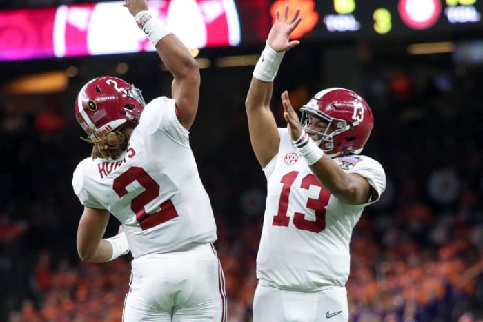 Jalen Hurts and Tua Tagovailoa during their days at Alabama.